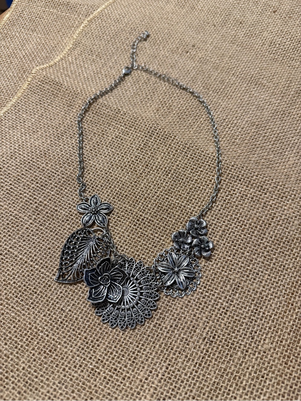 Premier Designs Silver Floral Filigree Necklace